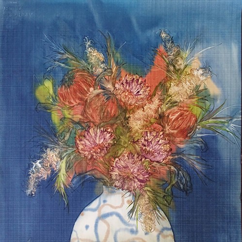 Flowing in ceramic vase