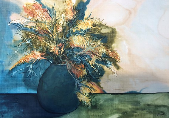 Grevillea in Blue Vase