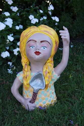 Small garden Dweller with Yellow Hair and Spade