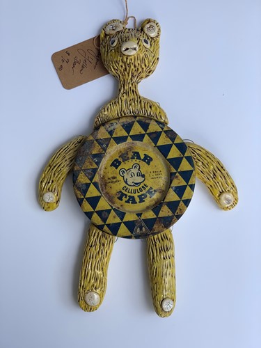 Yellow Bear Hanging Tin Doll