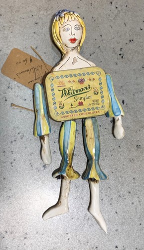 Whitmans Sampler Hanging Tin Doll
