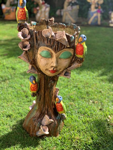 Large Parrot Tree Stump Sculpture