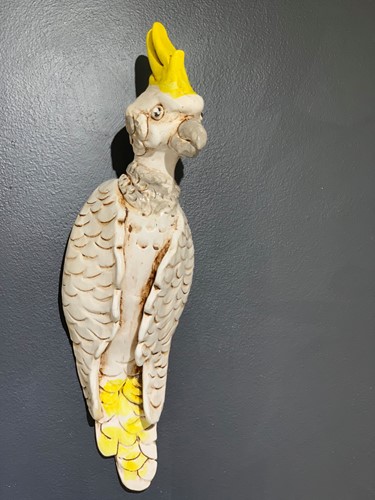 Cockatoo Wall Hanging Pottery Sculpture