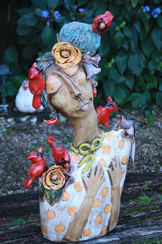 Garden Dweller with Cardinal Birlds 
