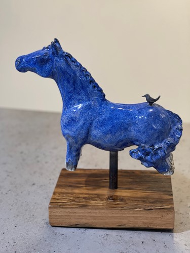 Blue Equine Sculpture