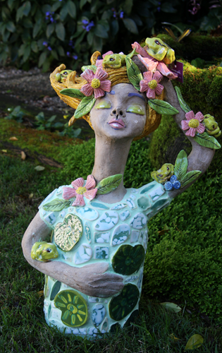 Frogs and Pink Flowers Garden Dweller