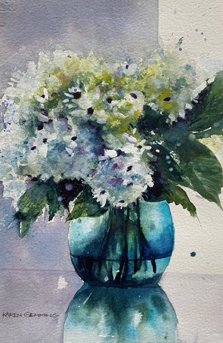 Flowers in Turquoise Vase