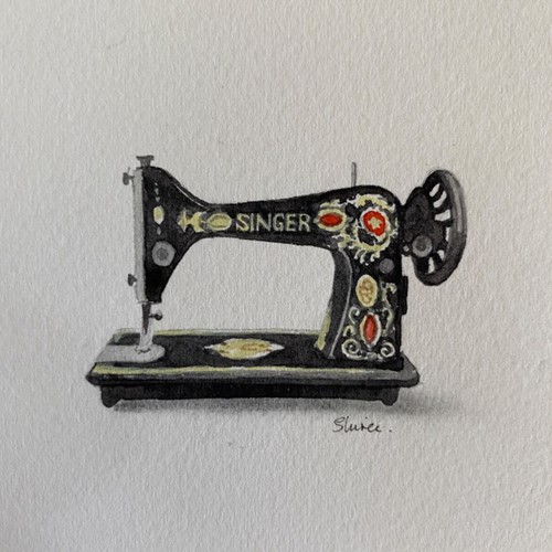 Black Ornate Sewing Machine #1