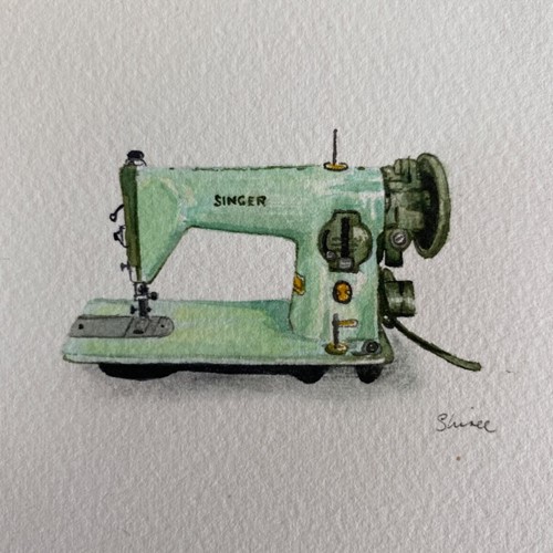 Retro Sewing Machine Green