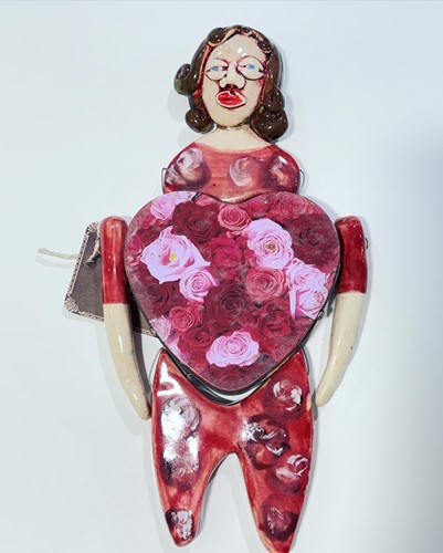 Roses Hanging Tin Doll