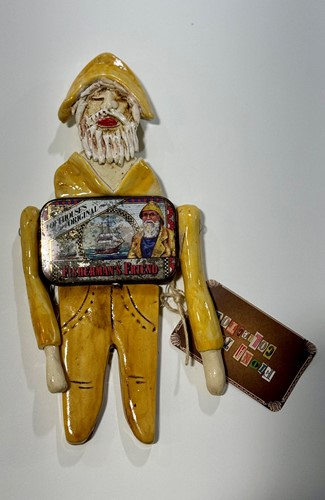 Fishermans Friend Hanging Tin Doll