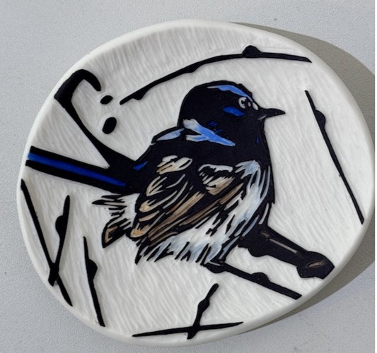 Trinket Dish - Porcelain Blue Wren