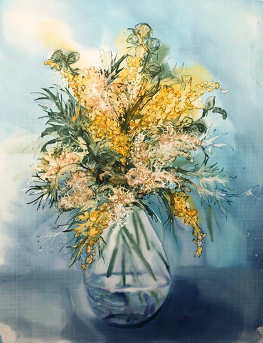 Wattle in Glass Vase