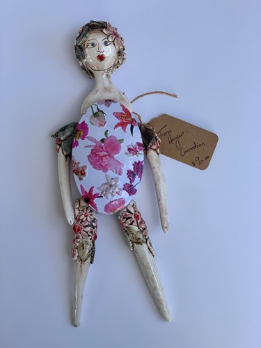 Carnation Hanging Tin Doll