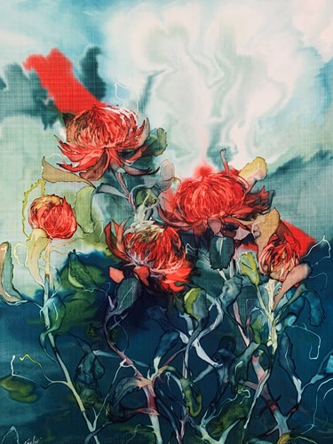 Waratah on Inky Blue