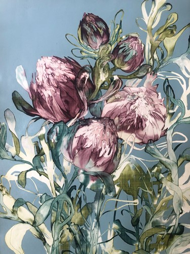 Protea on Duck Egg Blue